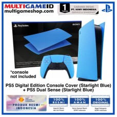 PS5 Digital Edition Console Cover (StarLight Blue) + PS5 DualSense (StarLight Blue) Warranty Sony Indonesia
