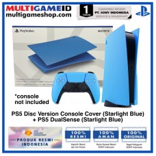 (Cash Back/Free Ongkir) PS5 Disc Version Console Cover (StarLight Blue) + PS5 DualSense (StarLight Blue) Warranty