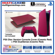 (Cash Back/Free Ongkir) PS5 Disc Version Console Cover (Cosmic Red) + PS5 DualSense (Cosmic Red) Warranty 