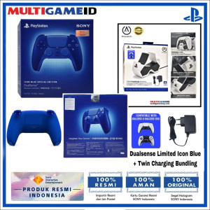 PS5 Dualsense Wireless Controller ICON BLUE (CFI-ZCT2G) +Twin Charging 