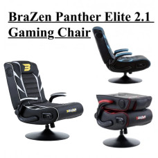 BraZen Panther Elite 2.1 Bluetooth Surround Sound Gaming Chair (Blue/White/Red)